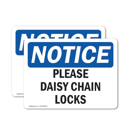 Signmission Please Daisy Chain Locks, 18 in W x Rectangle, Vinyl Decal OS-2PACK-NS-D-1218-L-17360
